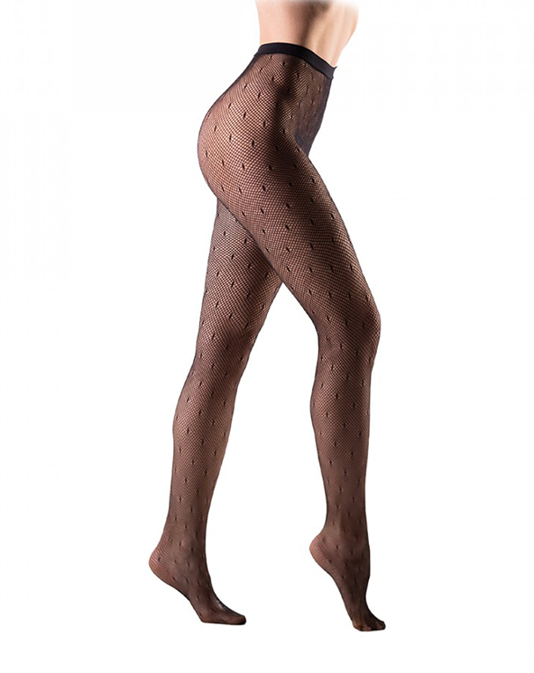 Čipkaste čarape sa dezenom u crnoj boji.