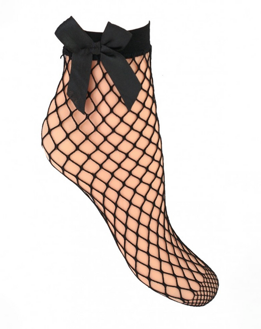 Mrežaste sokne sa mašnom.