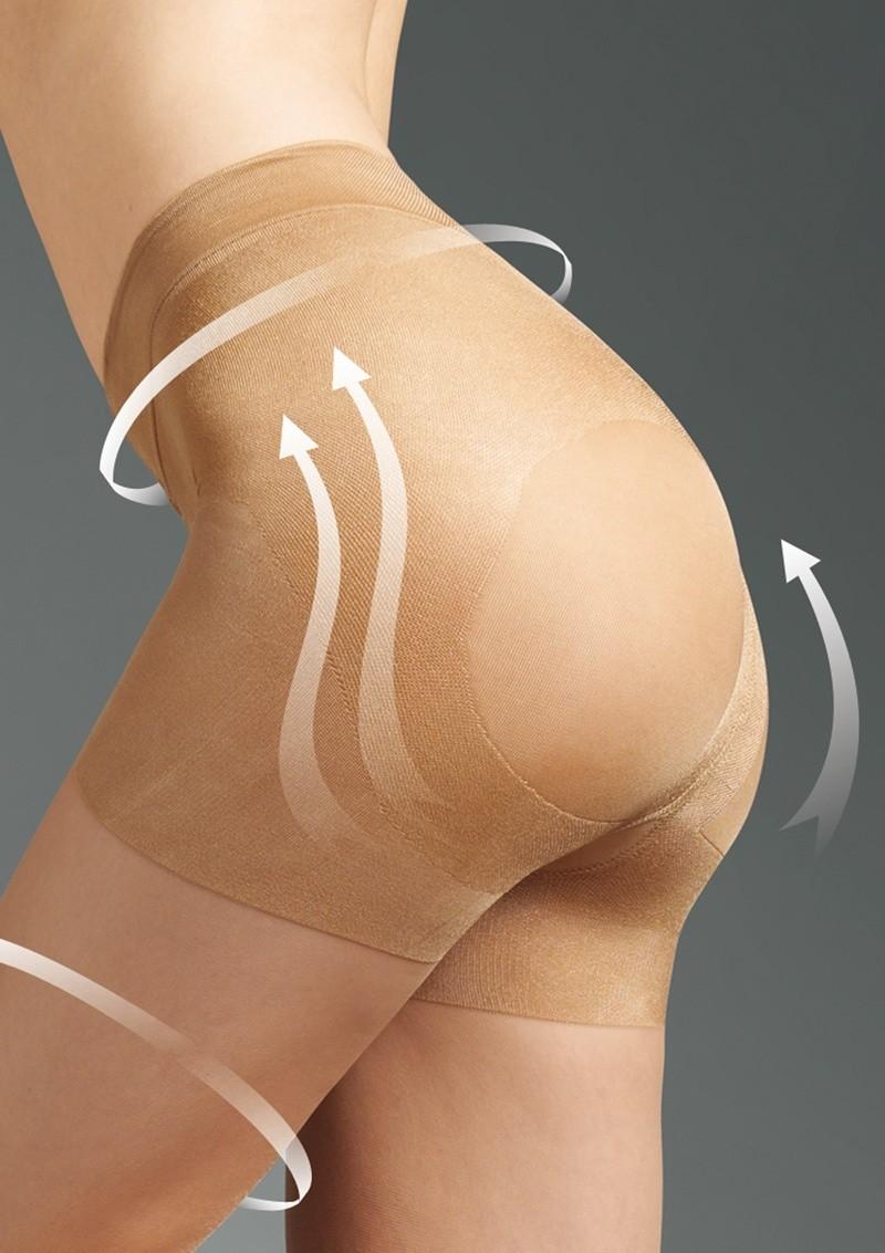 Bež steznik za oblikovanje figure koji se nosi na telu osobe sa strelicama koje pokazuju kretanje.